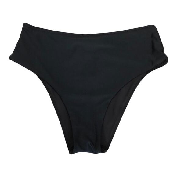 Aerie NWT Stylish Full Coverage Cheeky Bikini Bottom Solid Black Medium - Picture 2 of 12